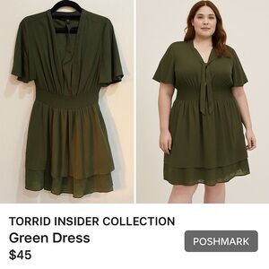 Torrid Insider Collection‎ Olive Green Embroidered Dress